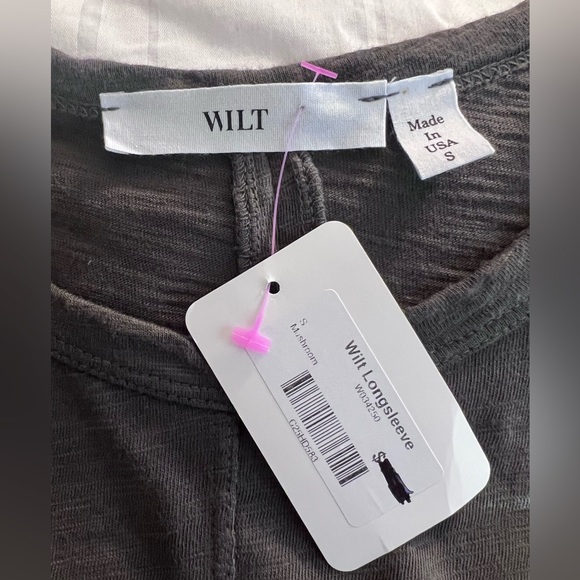 NWT Wilt Shifted Hem Cotton Long Sleeve with Open Back in Mushroom - Picture 6 of 7